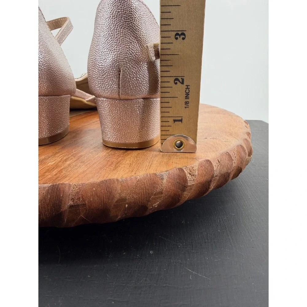 Badgley Mischka D'orsay Dress Shoes girls 4 Pink Rhinestone Heart Block Heel